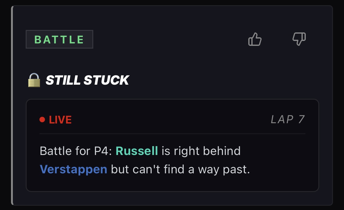 Battle for P4: Russell right behind Verstappen, can't find a way past.