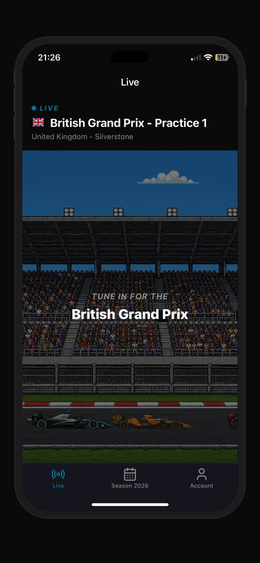 New Grid Copilot app UI, tune-in screen with animated background